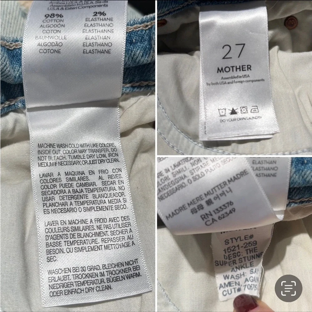 MOTHER Super Stunner Ankle Jeans Size 27 Say Amen Again Distressed Light Wash - Picture 14 of 14